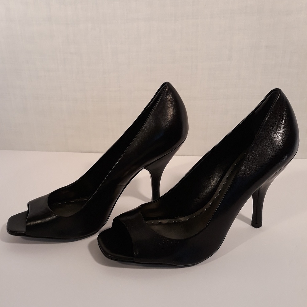 BCBGirls Ariel Black Peep Toe Heels